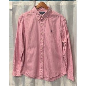 Ralph Lauren Men's Size XL Custom Fit Pink/White Stripes Button Down Shirt